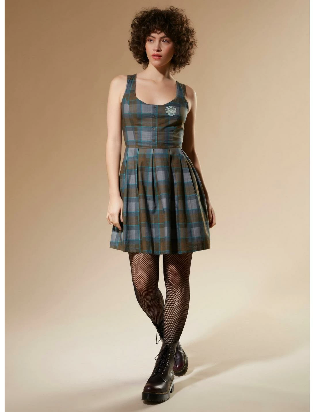 HUNIVERS Outlander Lace-Up Tartan Plaid Dress - Image 2