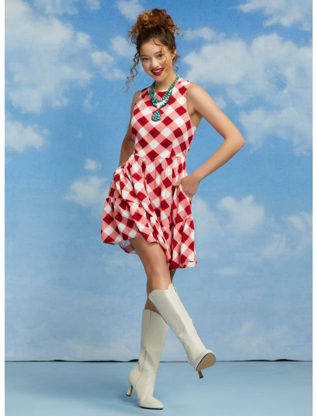 HUNIVERS Her Universe Marvel Avengers Icons Gingham Tiered Dress - Image 2
