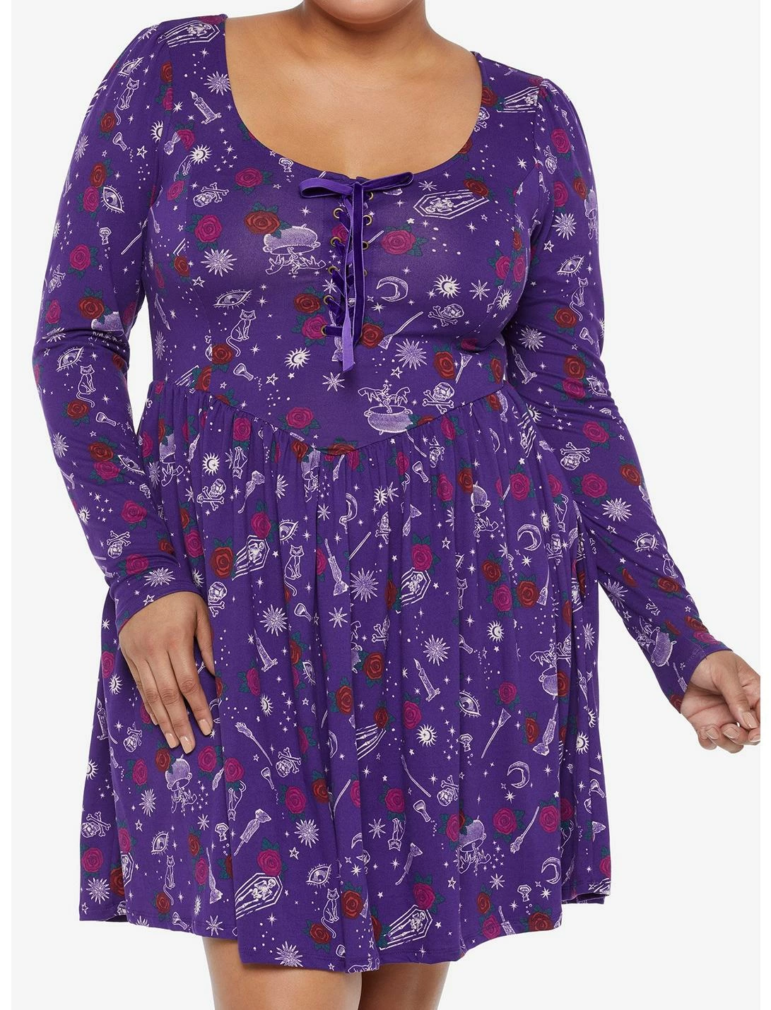 HUNIVERS Her Universe Disney Hocus Pocus Icon Lace-Up Dress Plus Size