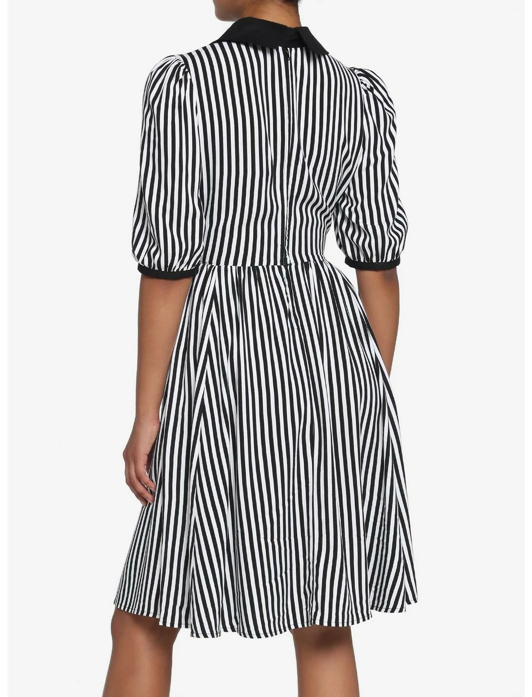 HUNIVERS Black & White Stripe Bow Retro Dress - Image 3