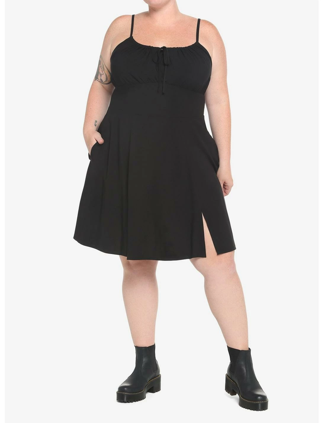 HUNIVERS Black Empire Slit Dress Plus Size - Image 2