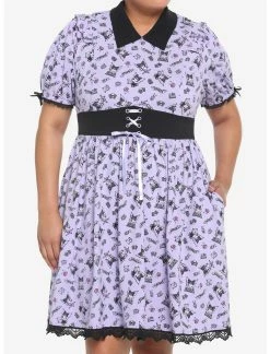HUNIVERS Kuromi Crystal Ball Lolita Lace Dress Plus Size