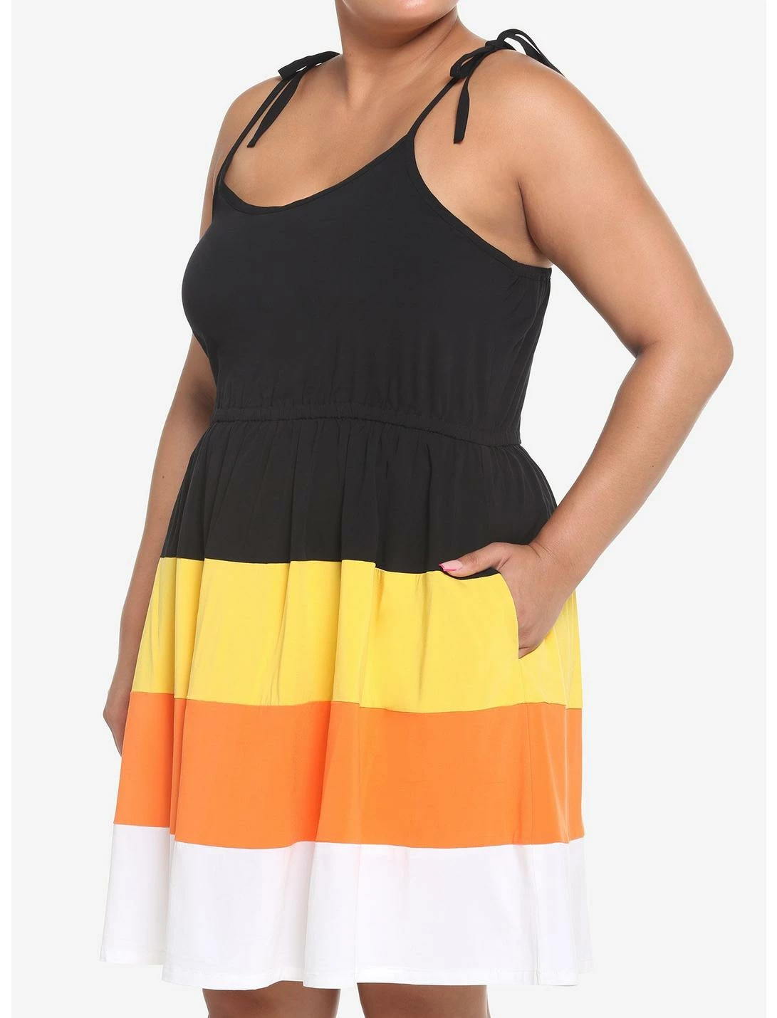 HUNIVERS Candy Corn Tiered Dress Plus Size