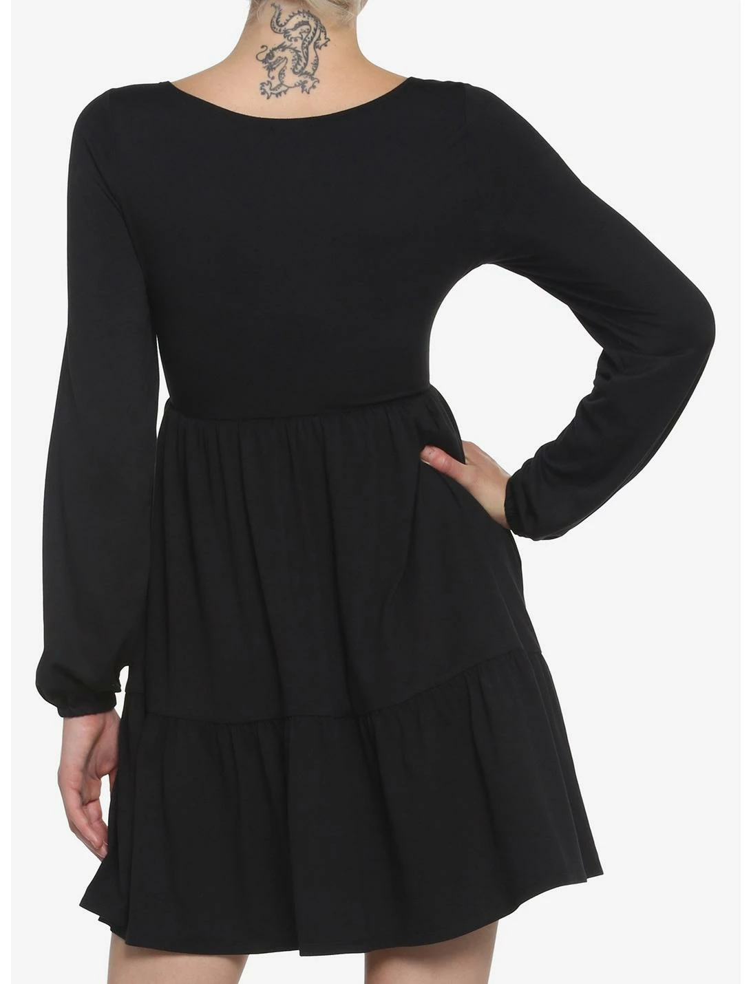HUNIVERS Black Tiered Long-Sleeve Dress - Image 3