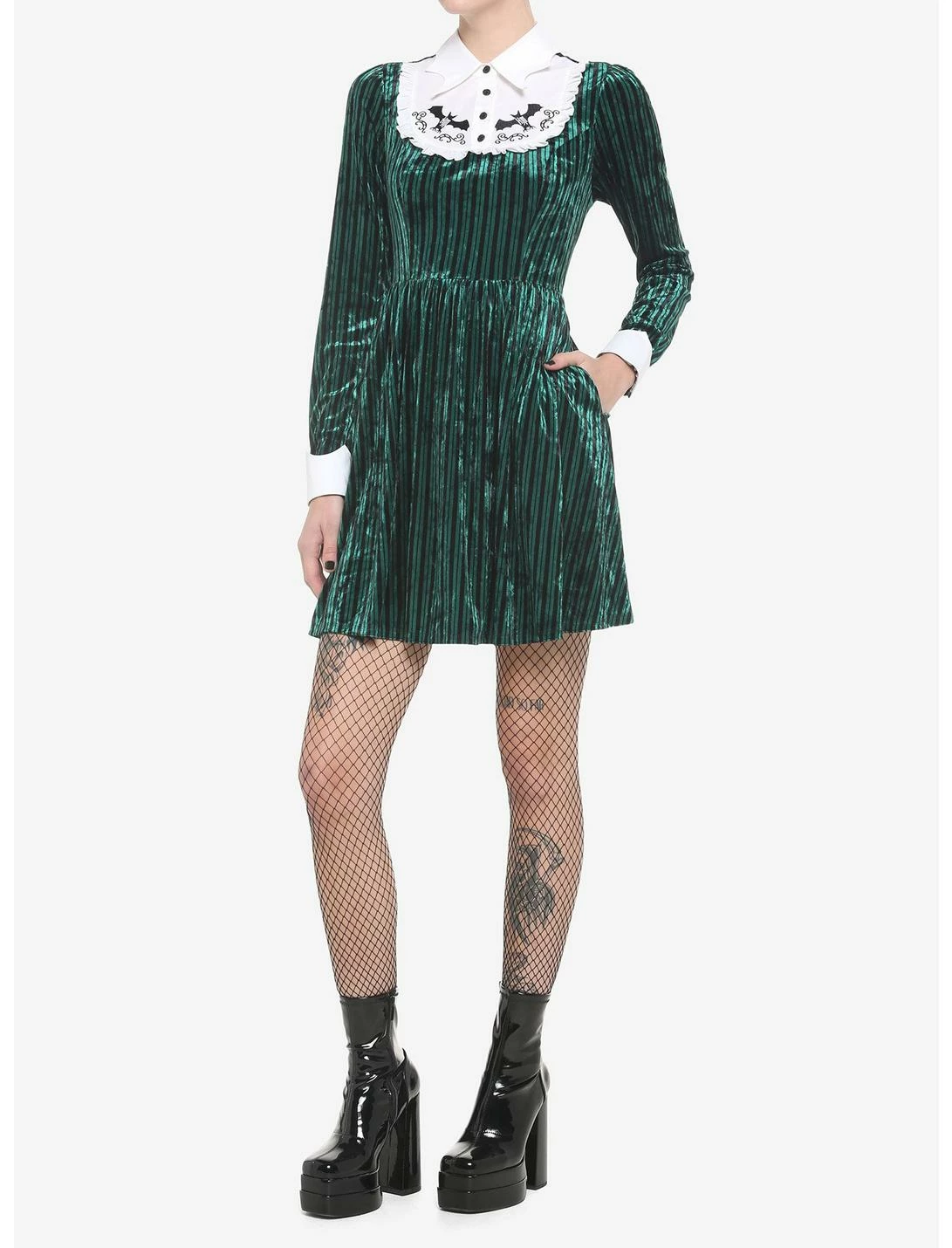 HUNIVERS Her Universe Disney The Haunted Mansion Ghost Host Velvet Long-Sleeve Dress - Image 2