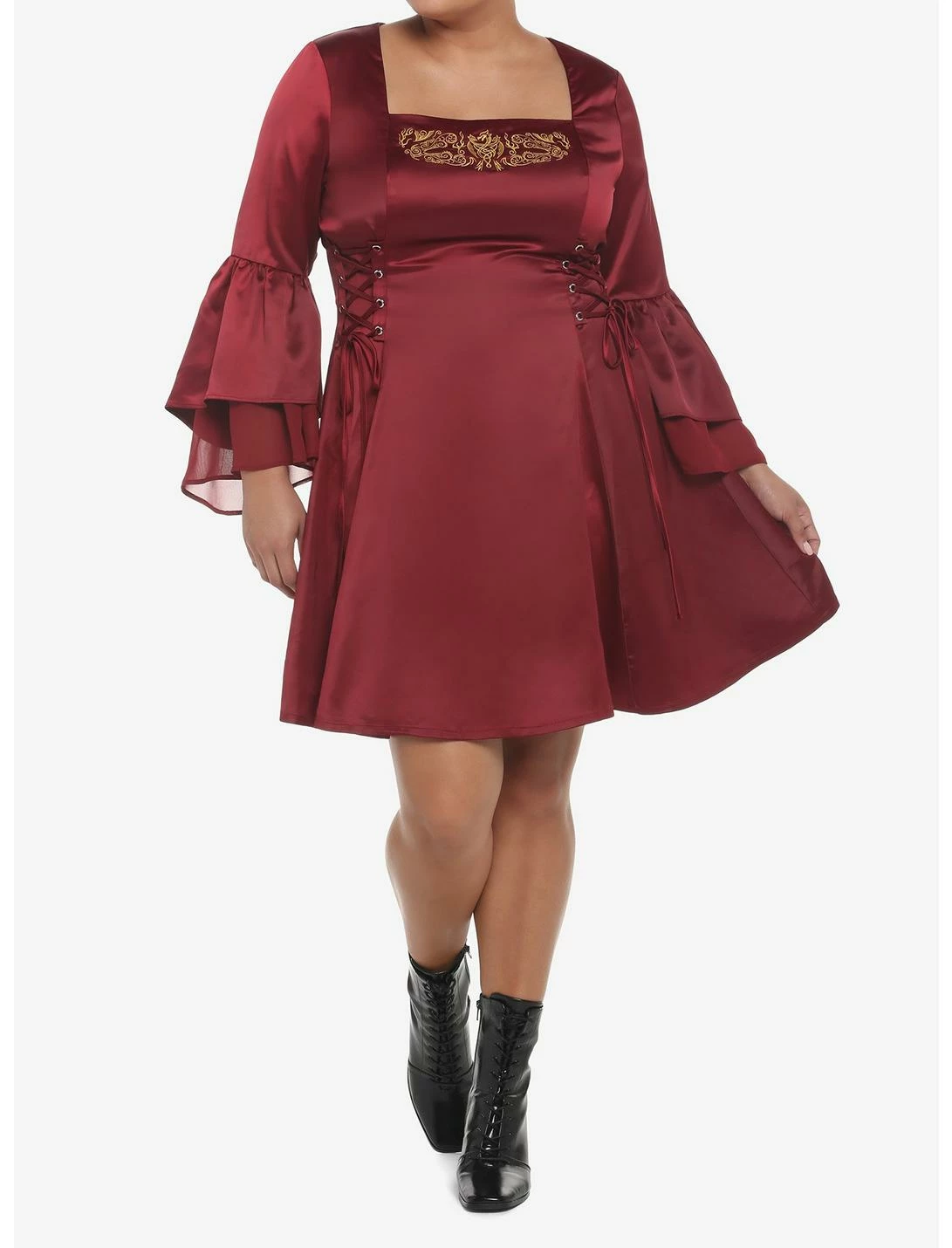 HUNIVERS House Of The Dragon Rhaenyra Targaryen Bell Sleeve Dress Plus Size - Image 2