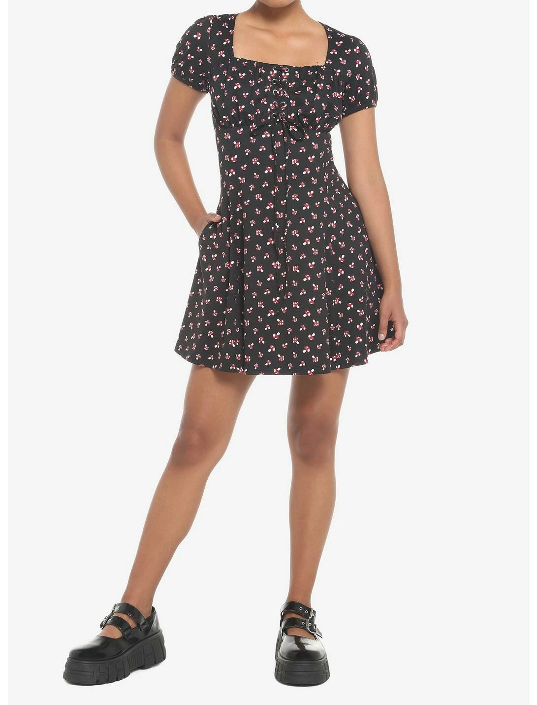 HUNIVERS Black Mushroom Empire Dress - Image 2