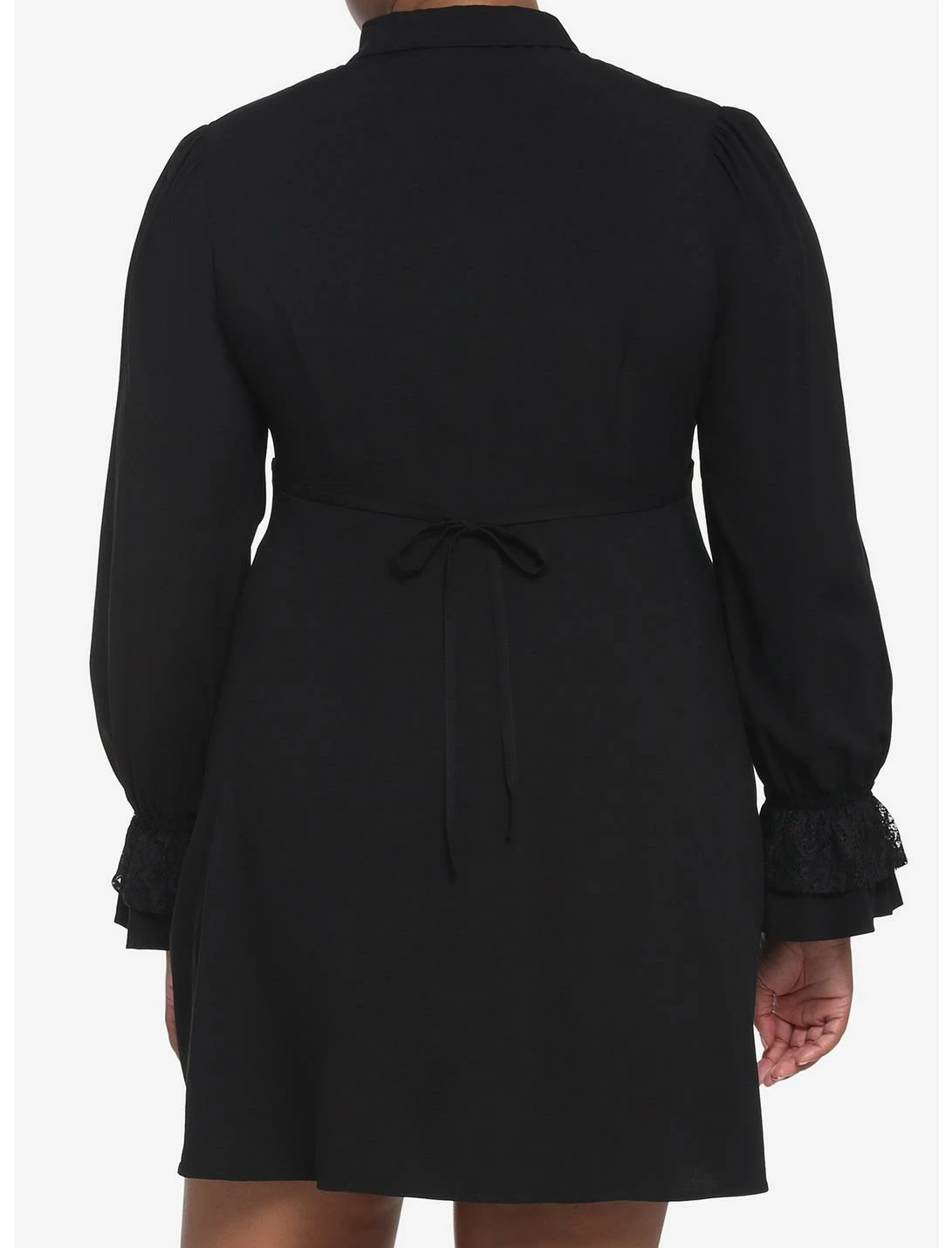 HUNIVERS Black Lace Collared Dress Plus Size - Image 3