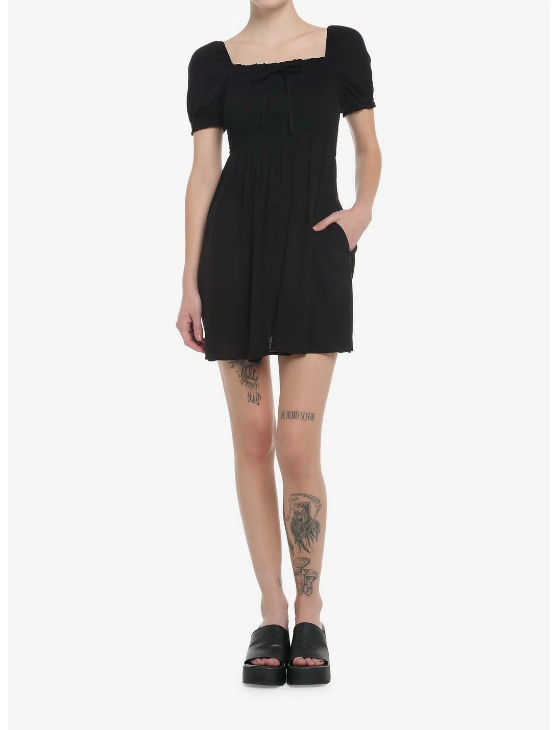 HUNIVERS Black Smocked Mini Dress - Image 2