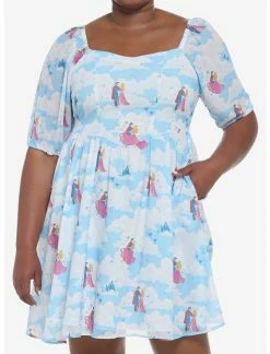 HUNIVERS Disney Sleeping Beauty Clouds Long-Sleeve Dress Plus Size