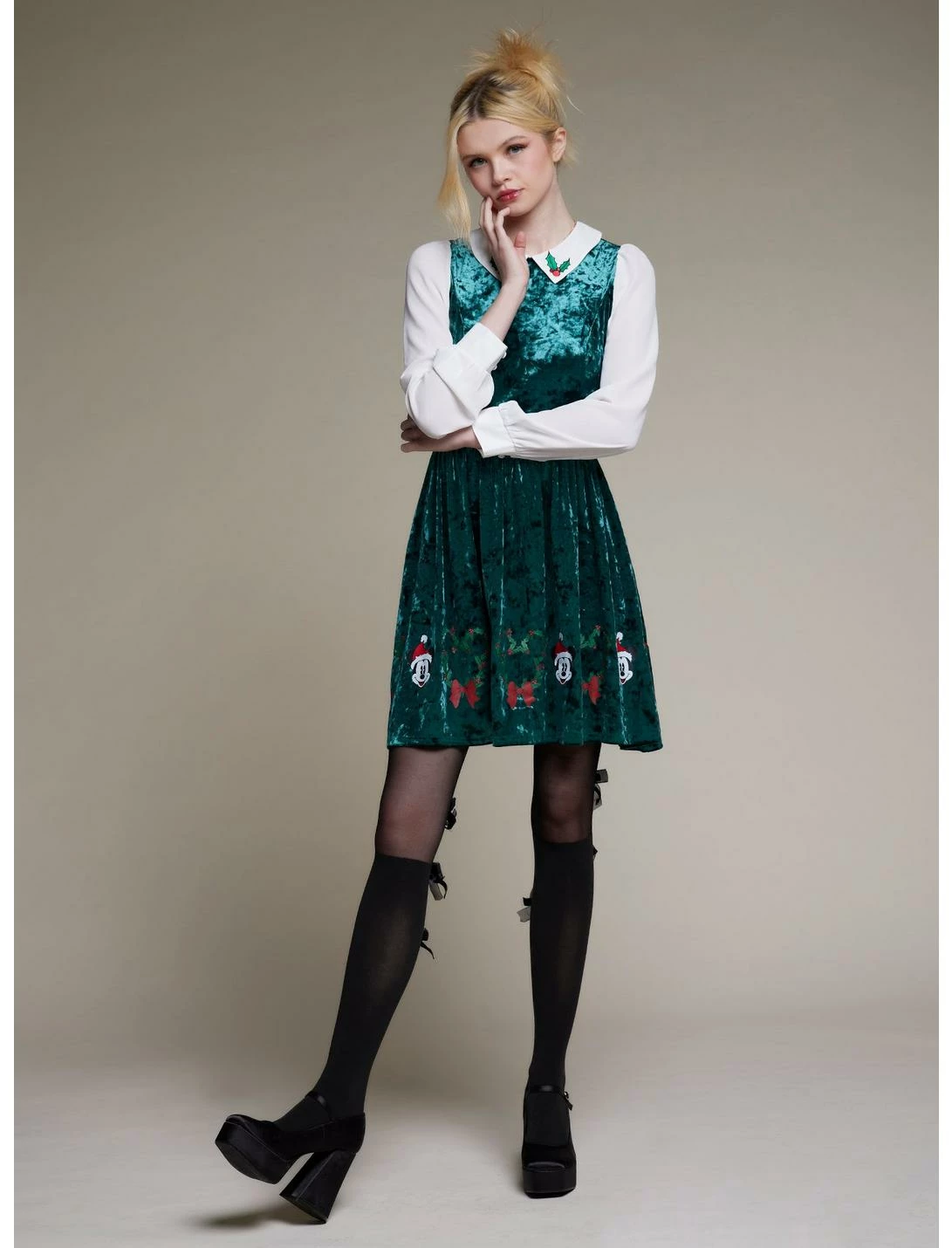 HUNIVERS Her Universe Disney Holiday Velvet Long-Sleeve Dress - Image 2