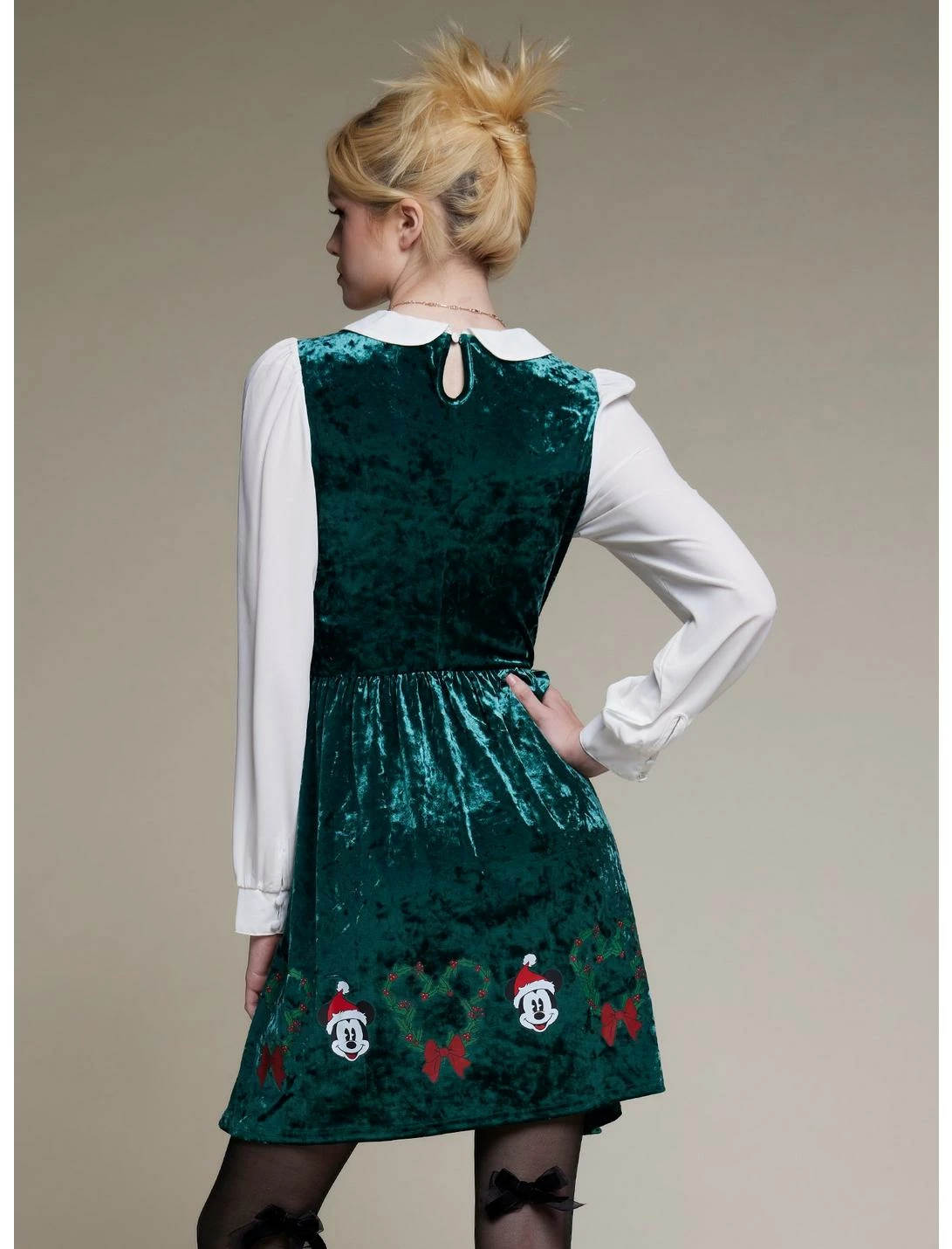 HUNIVERS Her Universe Disney Holiday Velvet Long-Sleeve Dress - Image 3