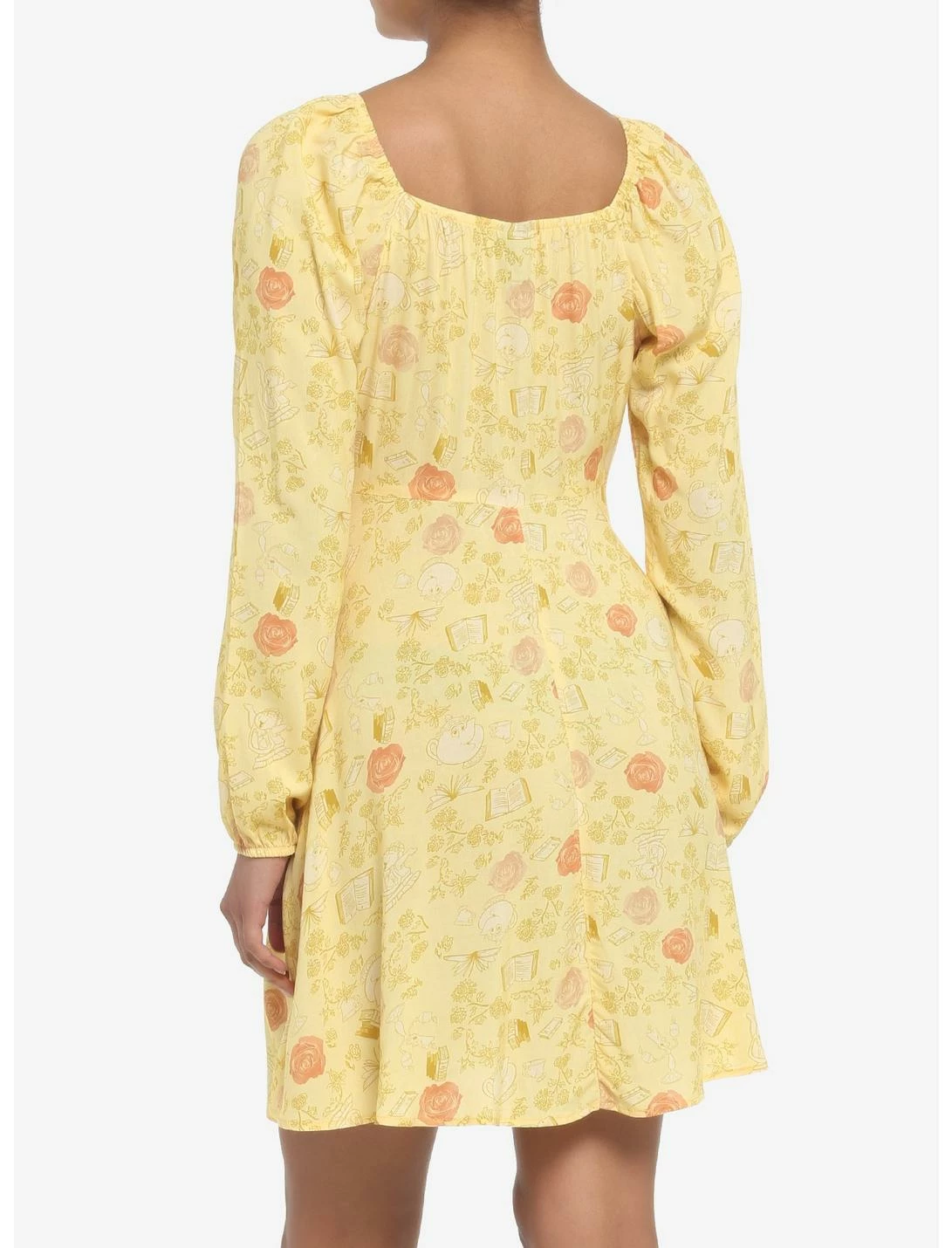 HUNIVERS Disney Beauty And The Beast Floral Long-Sleeve Dress - Image 3