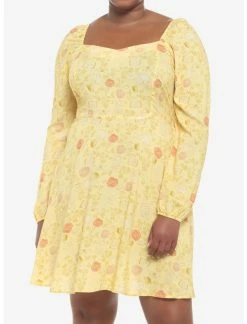 HUNIVERS Disney Beauty And The Beast Floral Long-Sleeve Dress Plus Size