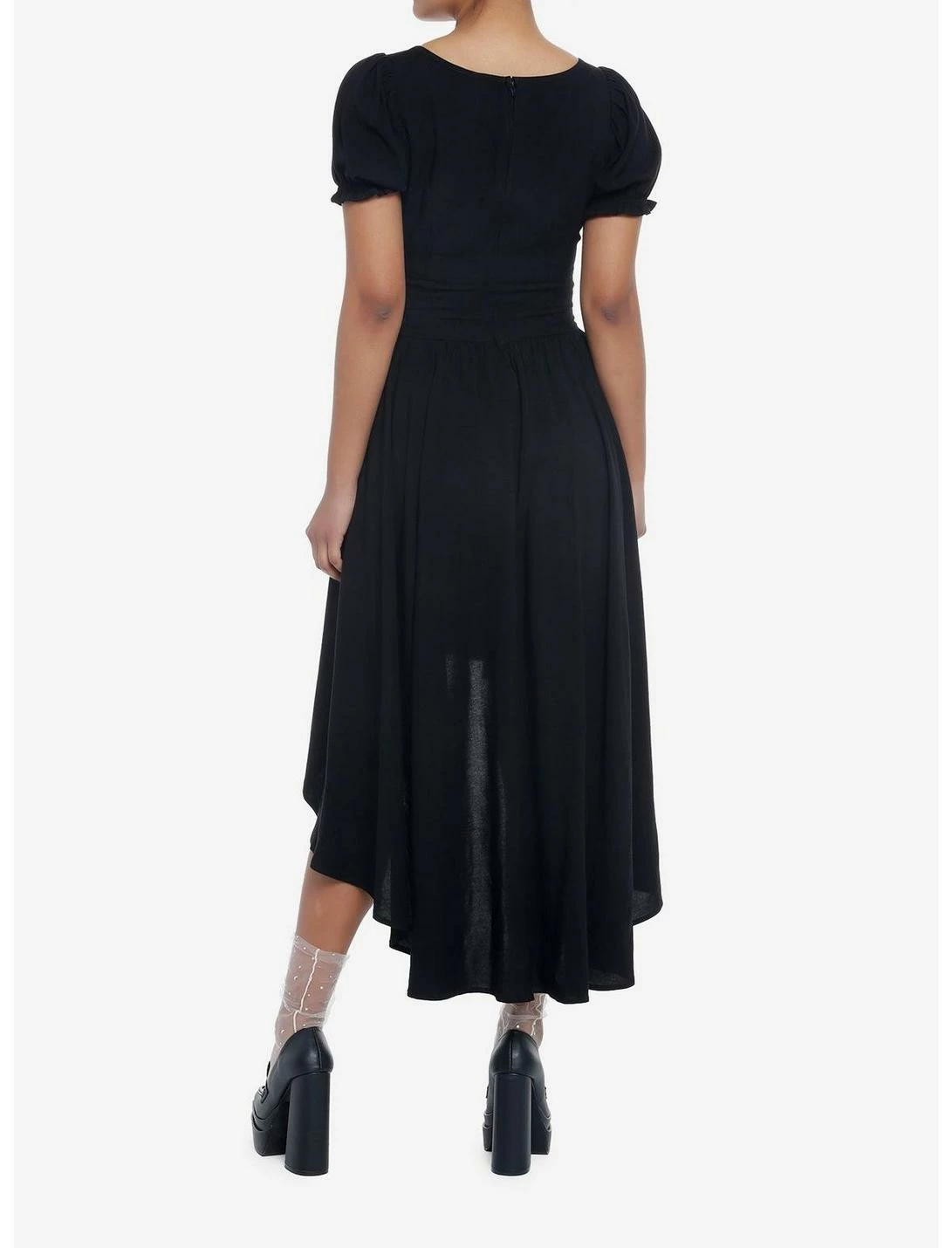 Null Black Babydoll Lace-Up Midi Dress - Image 3