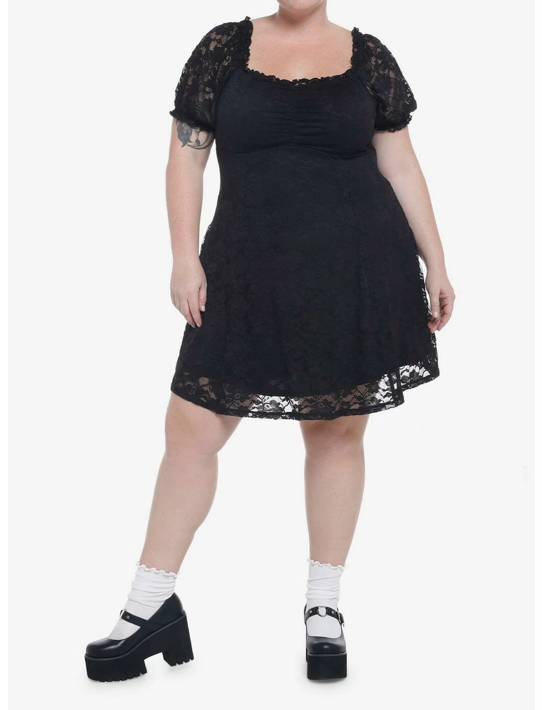 Null Black Lace Babydoll Dress Plus Size - Image 2