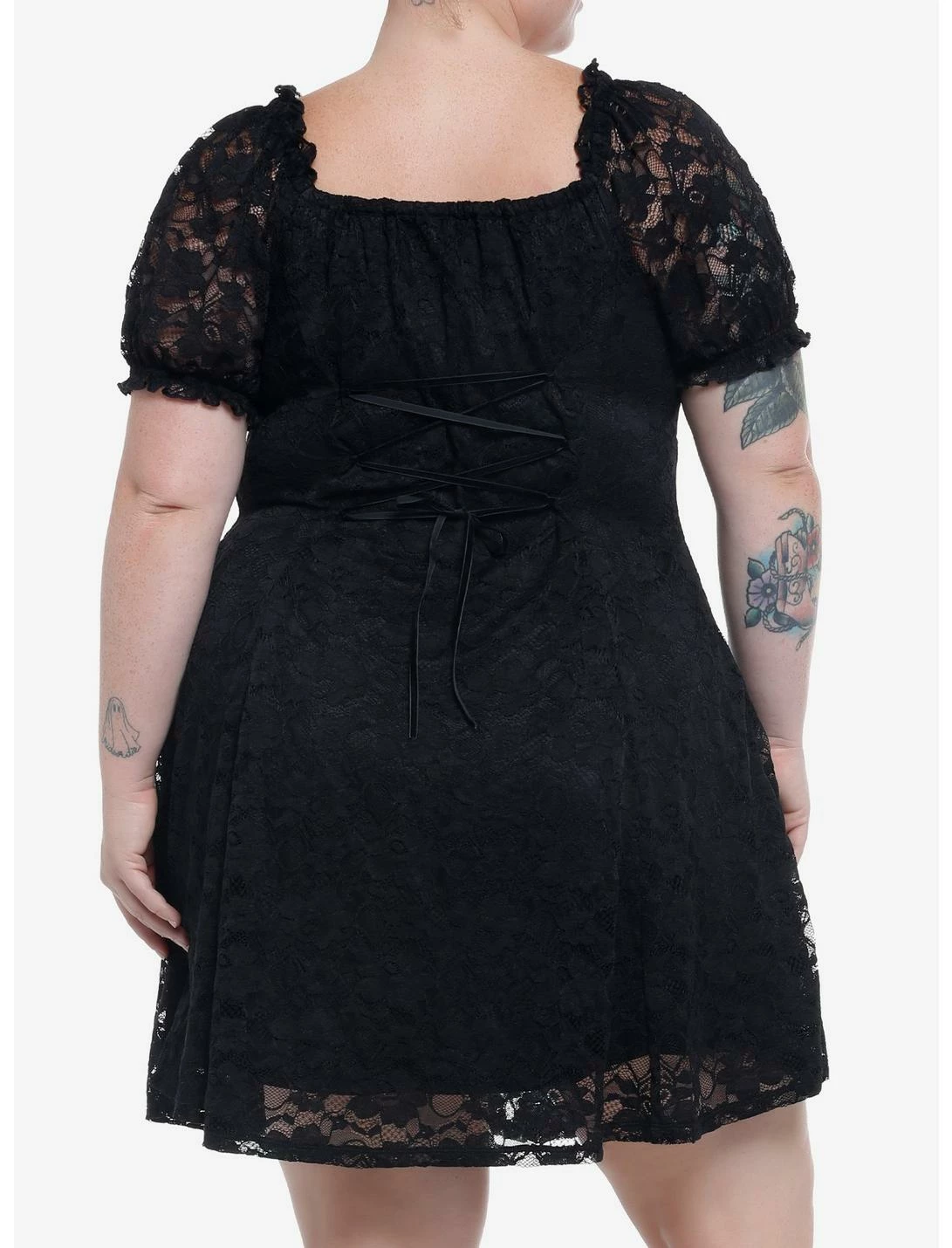 Null Black Lace Babydoll Dress Plus Size - Image 3