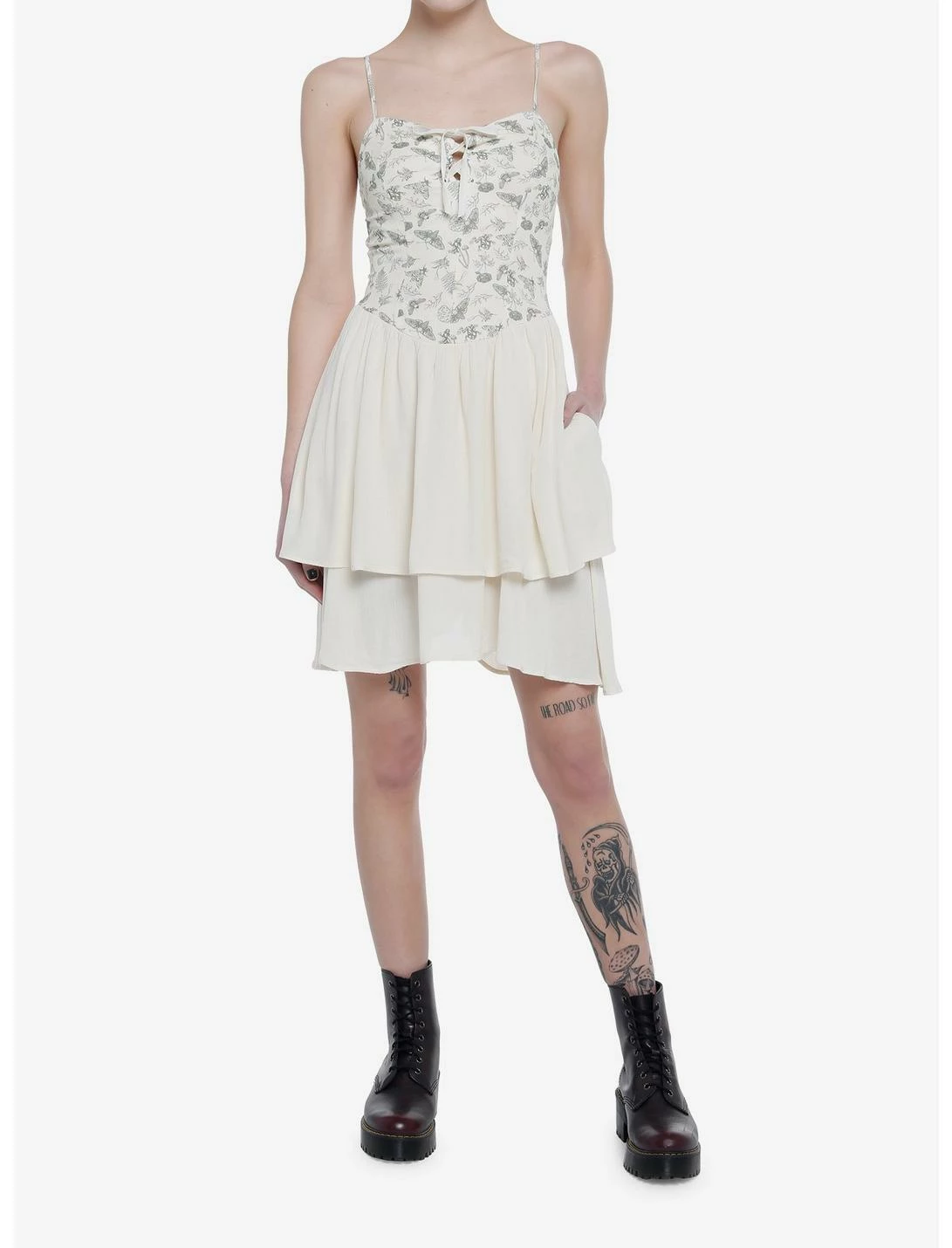 Null Cottagecore Ivory Strappy Tiered Dress - Image 2