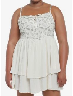 Null Cottagecore Ivory Strappy Tiered Dress Plus Size