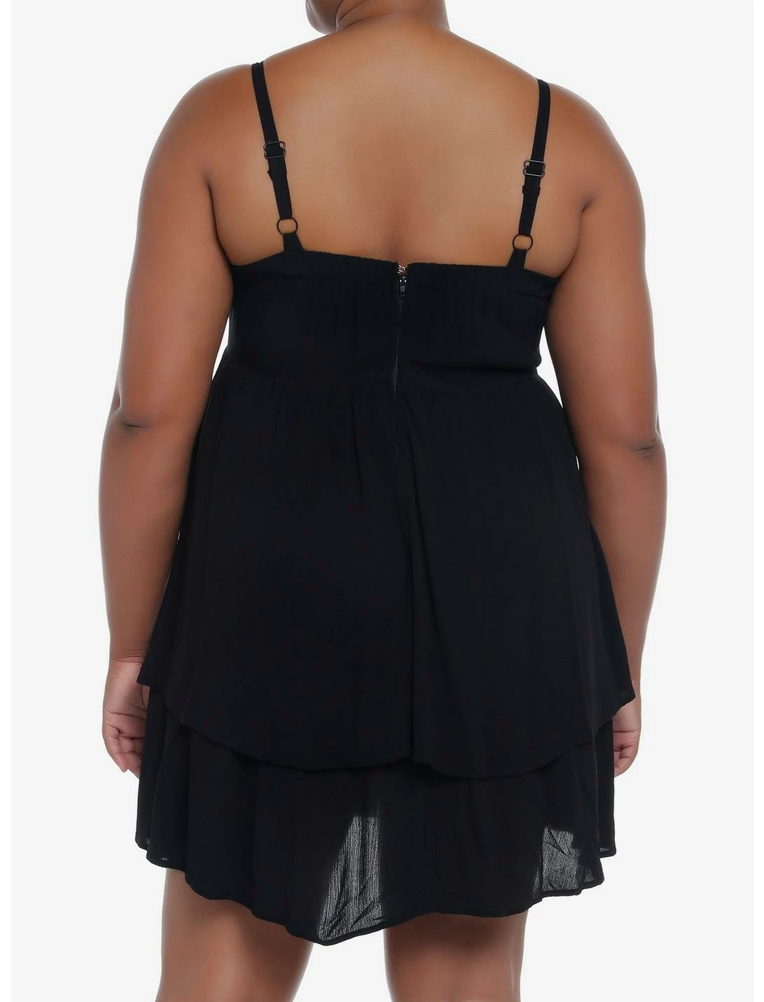 Null Black Strappy Tiered Dress Plus Size - Image 3