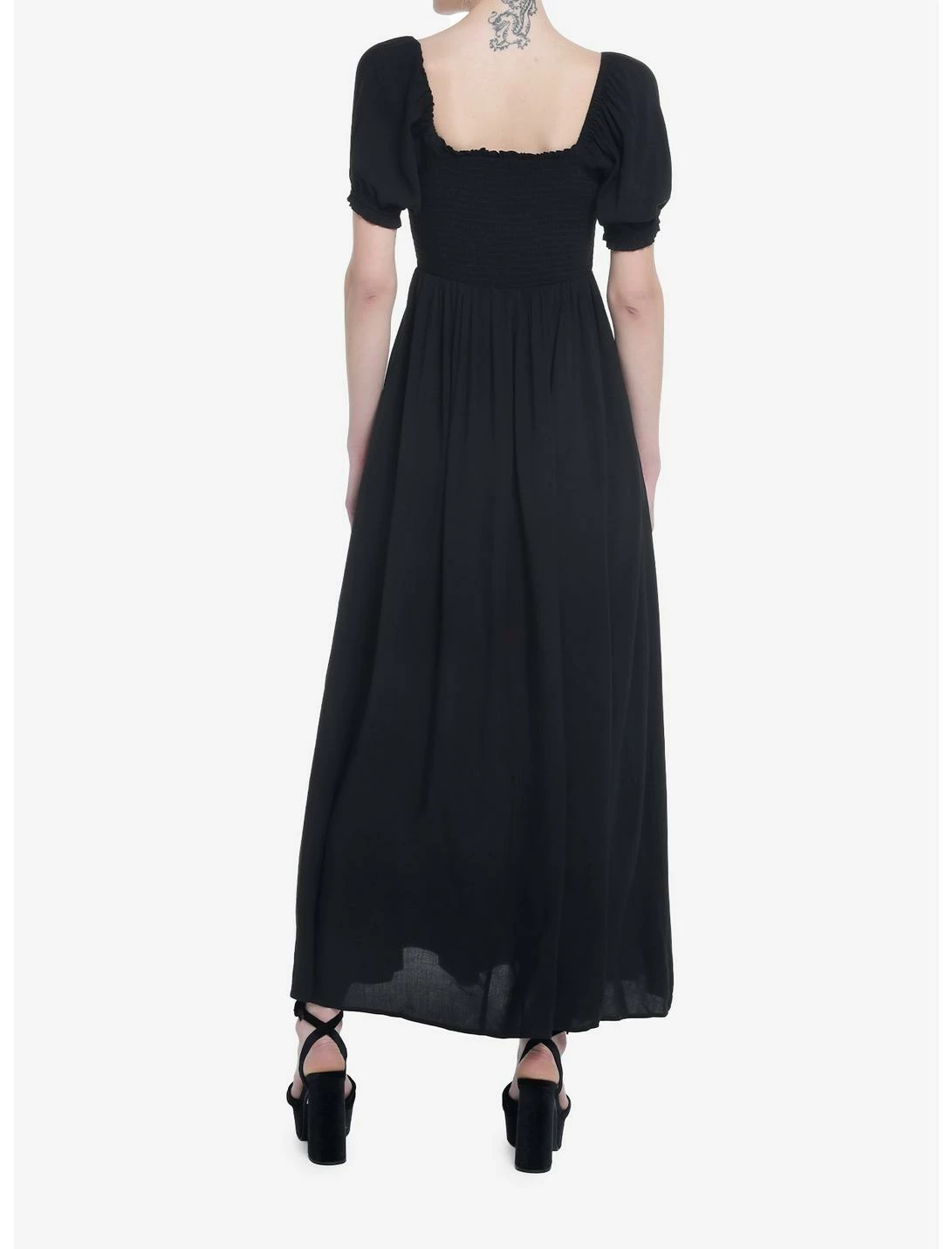 Null Thorn & Fable Black Smock Puff Sleeve Maxi Dress - Image 3