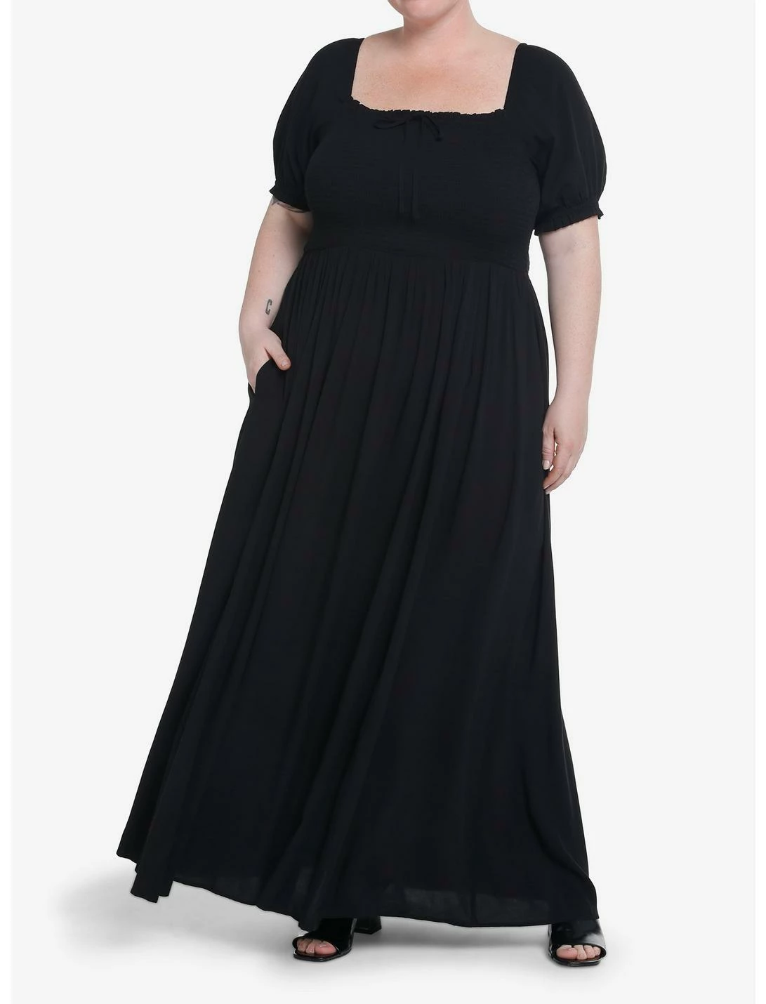 Null Thorn & Fable Black Smock Puff Sleeve Maxi Dress Plus Size - Image 2