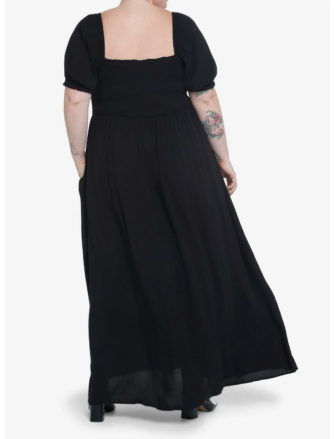 Null Thorn & Fable Black Smock Puff Sleeve Maxi Dress Plus Size - Image 3