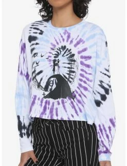 HUNIVERS The Nightmare Before Christmas Spiral Hill Tie-Dye Crop Long-Sleeve T-Shirt