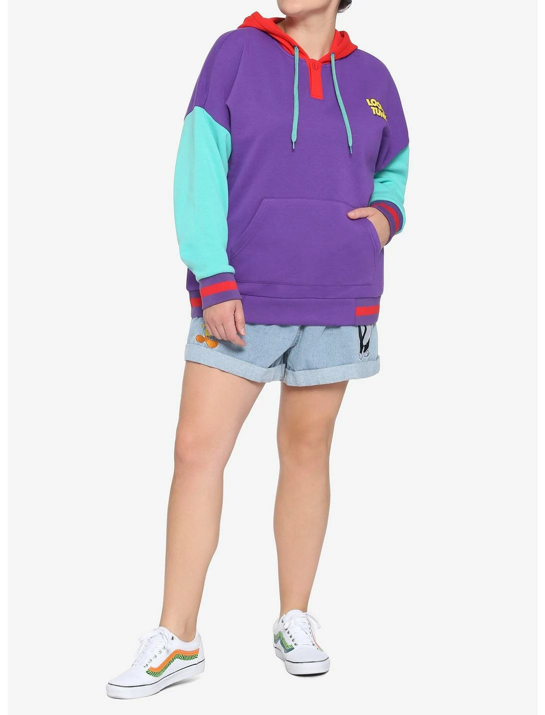 HUNIVERS Looney Tunes Color-Block Hoodie Plus Size - Image 3