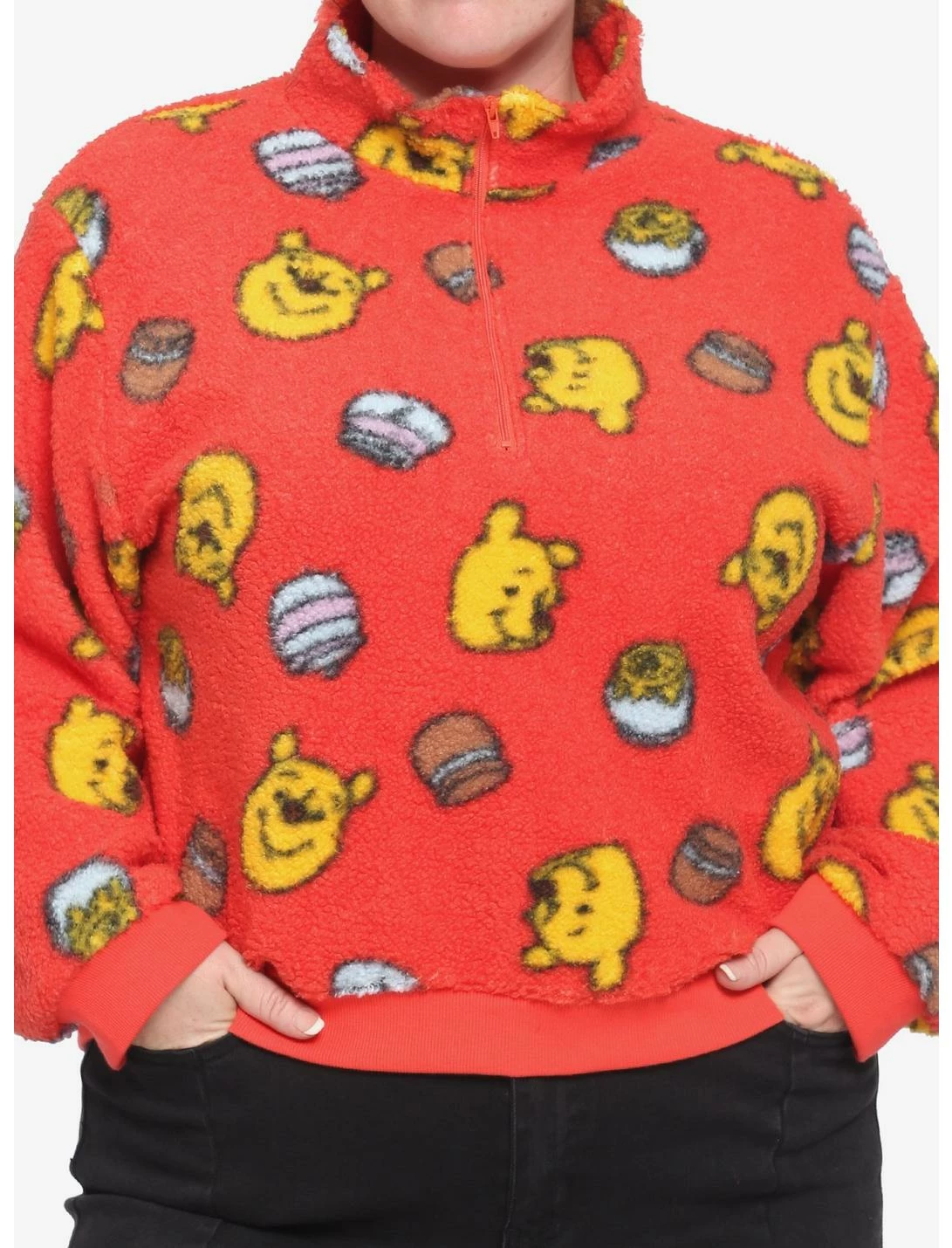 HUNIVERS Disney Winnie The Pooh Fuzzy Half-Zipper Girls Sweater Plus Size