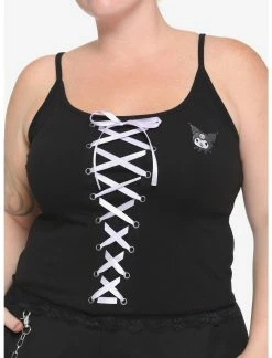 HUNIVERS Kuromi Lace-Up Strappy Tank Top Plus Size