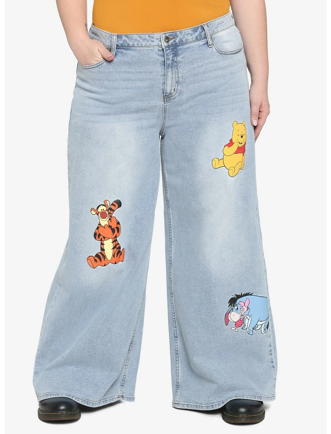 HUNIVERS Disney Winnie The Pooh Characters Straight Leg Jeans Plus Size