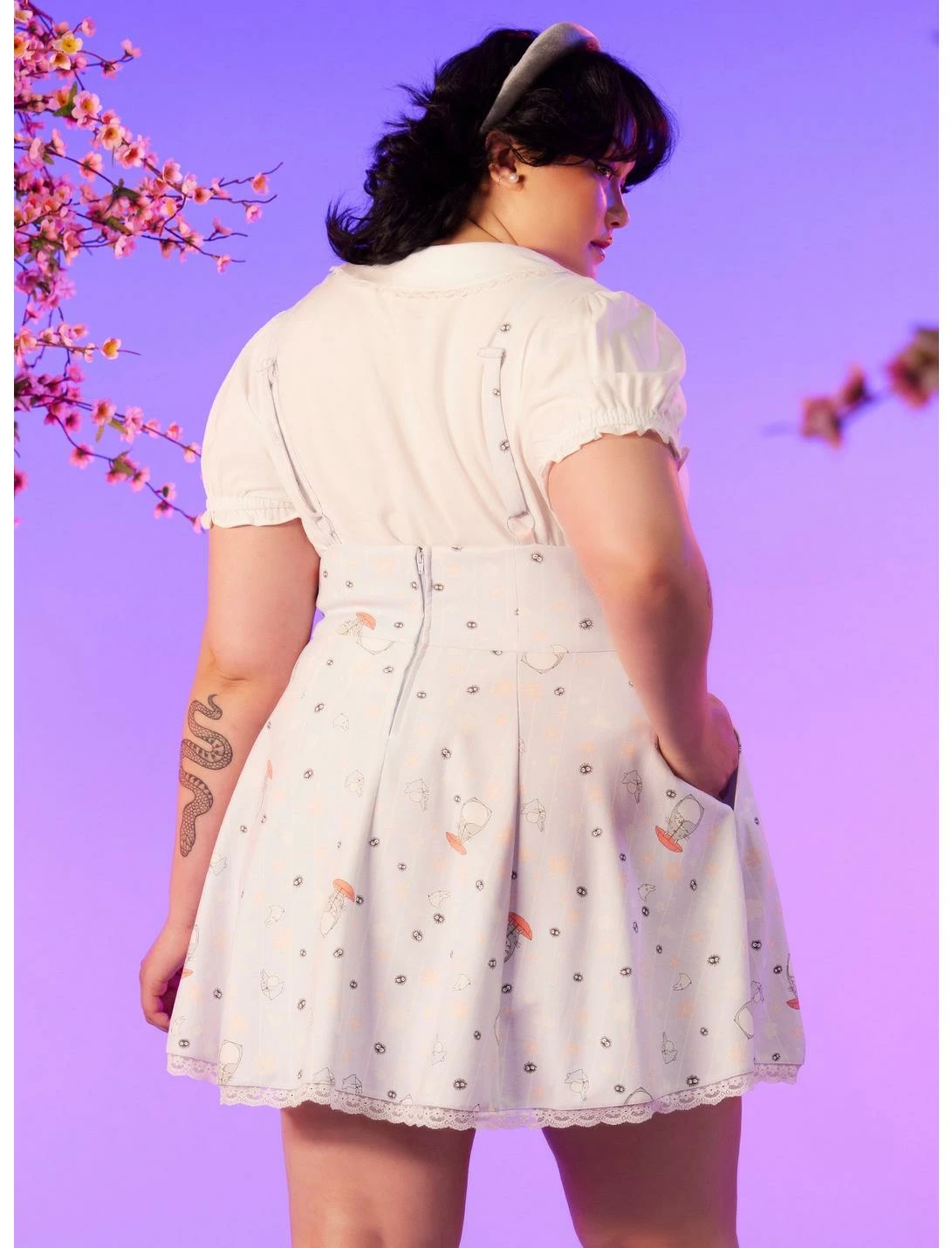 HUNIVERS Her Universe Studio Ghibli My Neighbor Totoro Cherry Blossoms Lace-Up Suspender Skirt Plus Size - Image 3