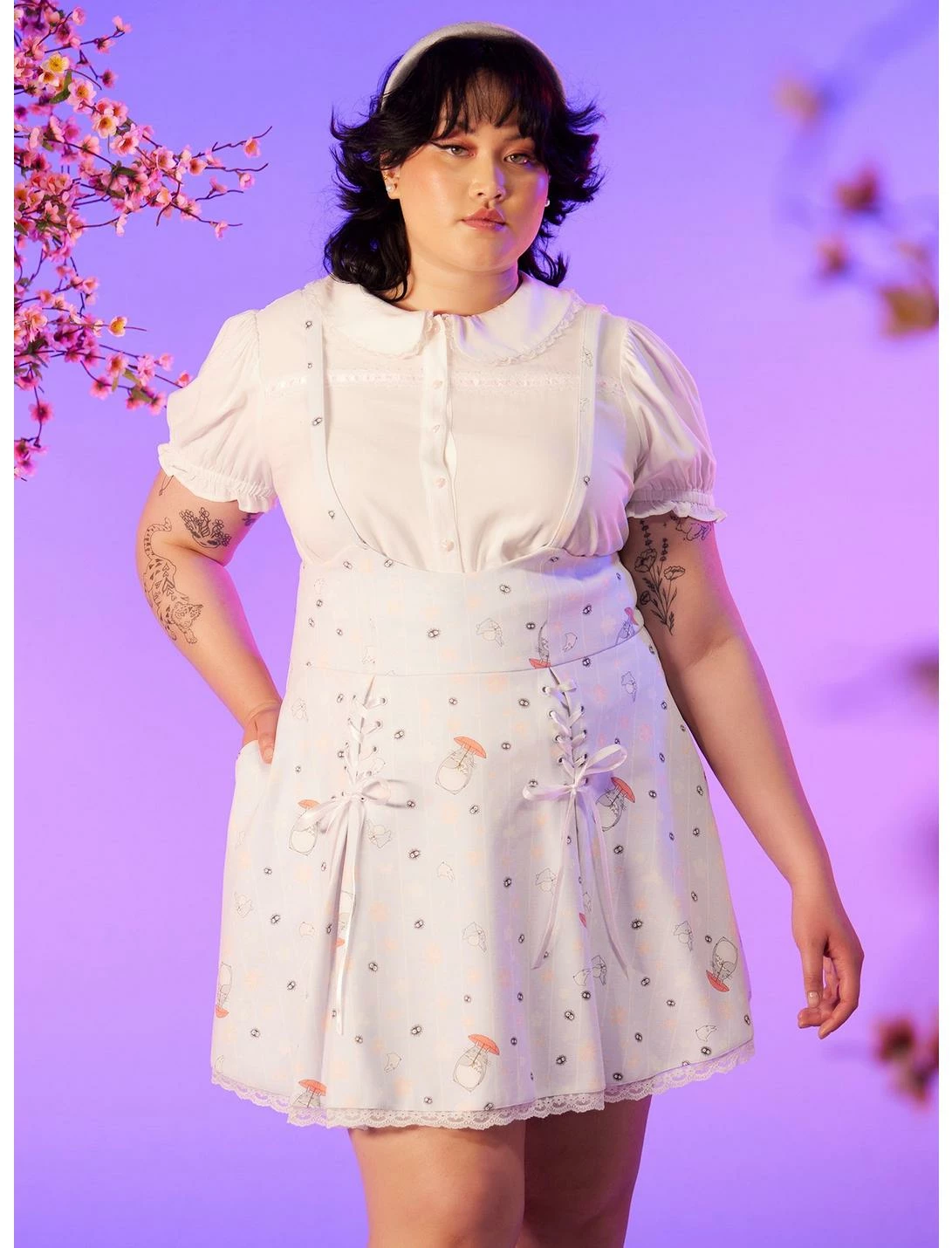 HUNIVERS Her Universe Studio Ghibli My Neighbor Totoro Cherry Blossoms Lace-Up Suspender Skirt Plus Size