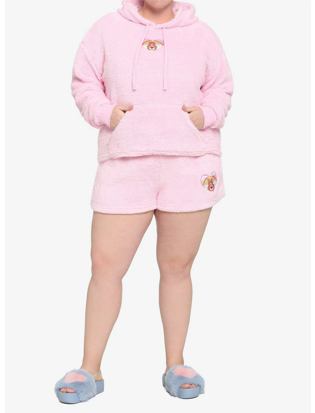 HUNIVERS Care Bears Tenderheart Bear Fuzzy Lounge Shorts Plus Size - Image 3