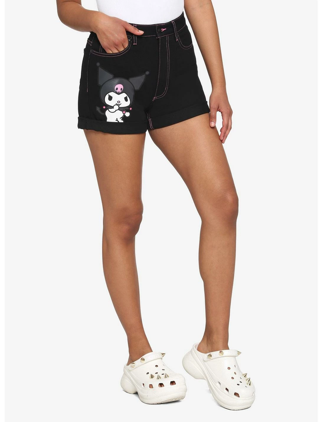 HUNIVERS Kuromi Contrast Stitch Mom Shorts