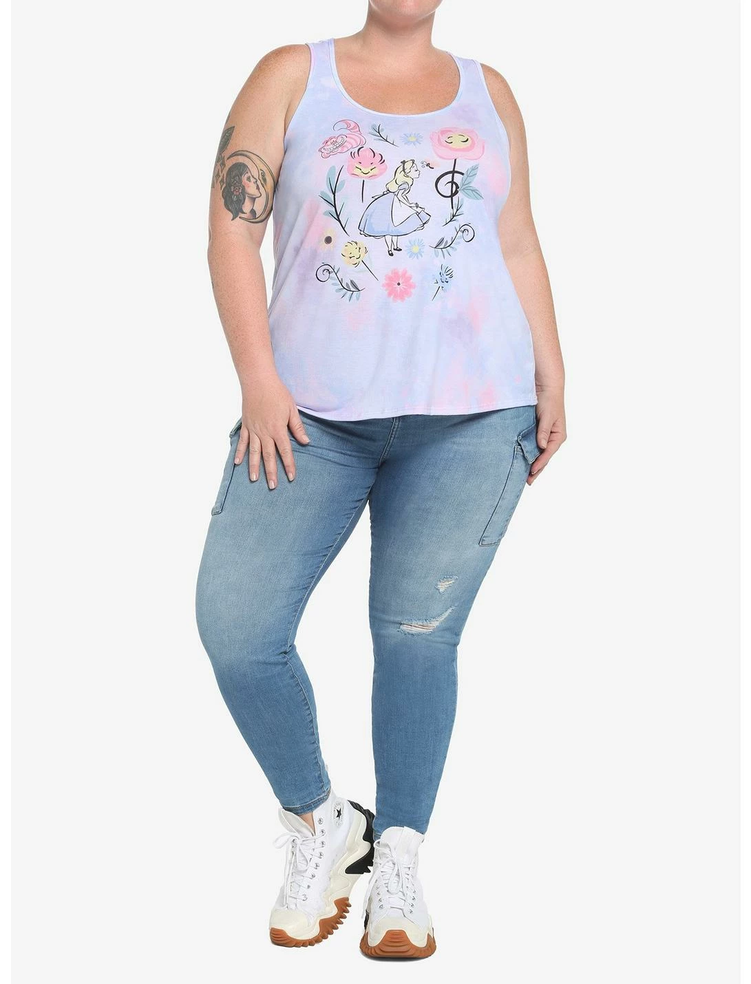 HUNIVERS Disney Alice In Wonderland Watercolor Tie-Dye Tank Top Plus Size - Image 2