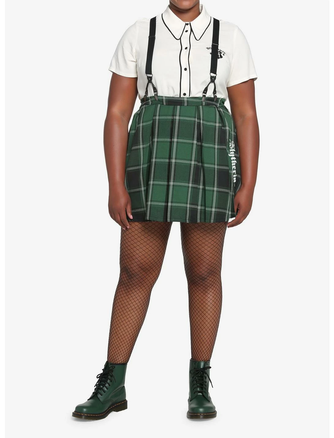 HUNIVERS Harry Potter Slytherin Pleated Suspender Skirt Plus Size - Image 3