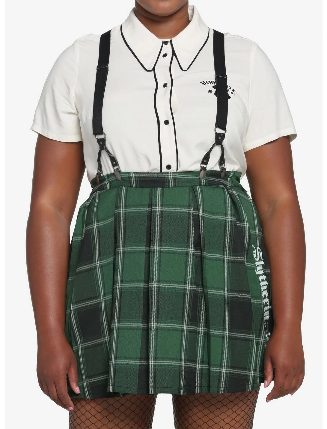 HUNIVERS Harry Potter Slytherin Pleated Suspender Skirt Plus Size