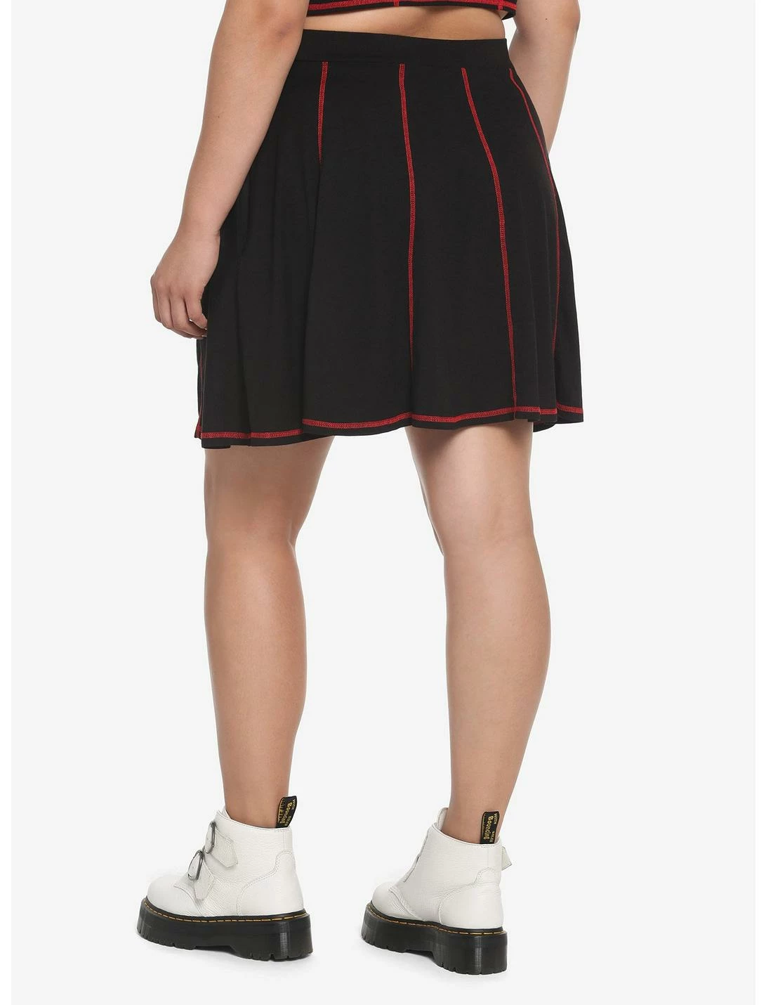 HUNIVERS Black & Red Contrast Stitch Skirt Plus Size - Image 3