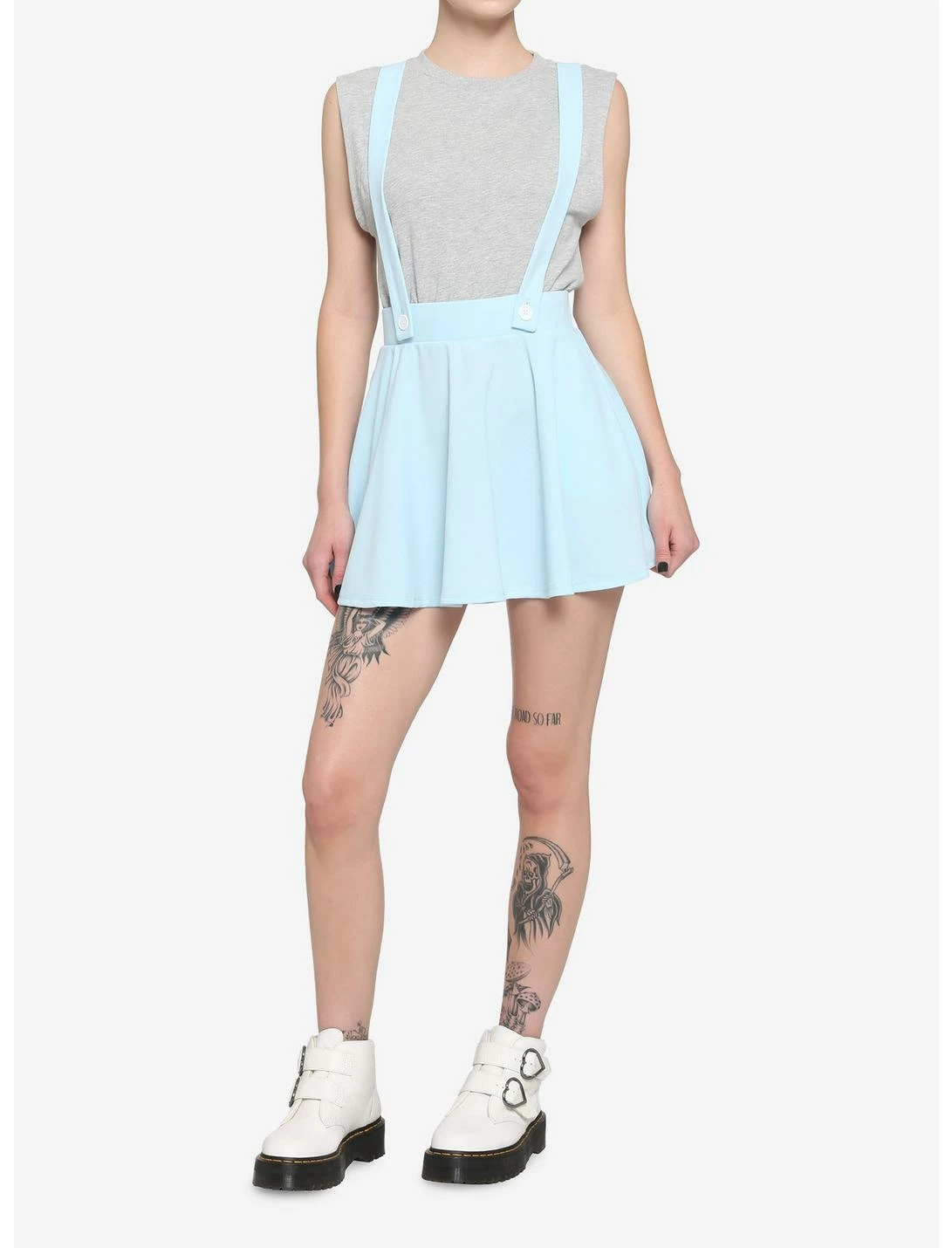 HUNIVERS Light Blue Suspender Skirt - Image 2