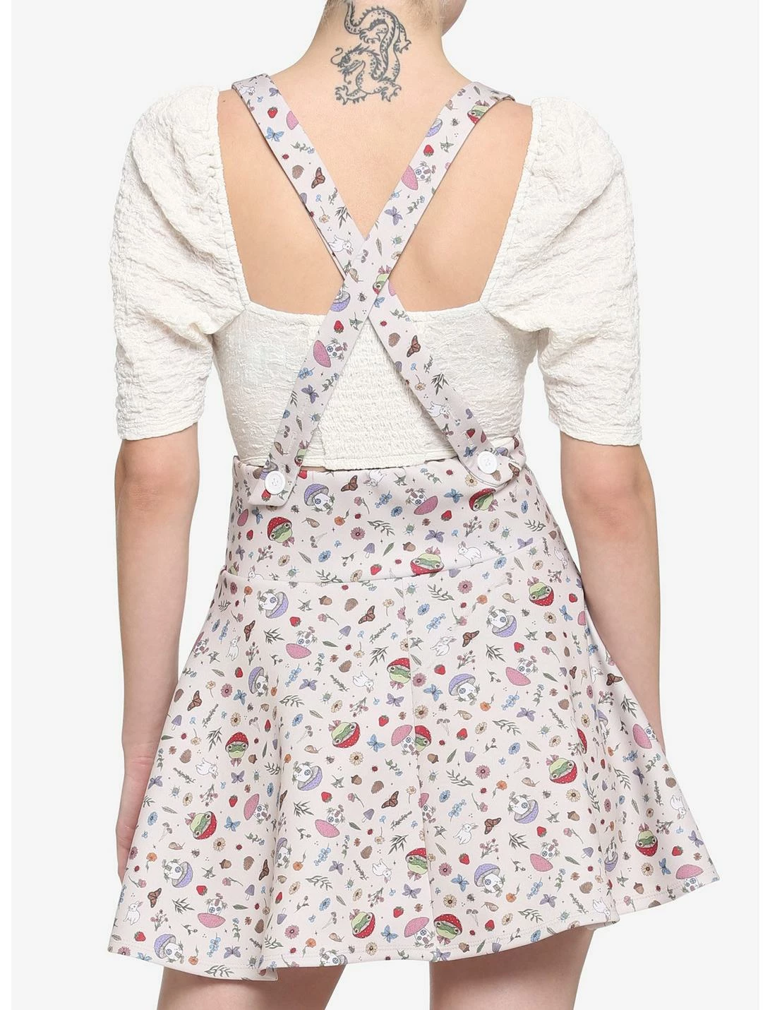 HUNIVERS Ivory Cottagecore Lace-Up Suspender Skirt - Image 3