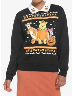HUNIVERS Her Universe Disney Halloween Winnie The Pooh & Friends Collared Sweatshirt