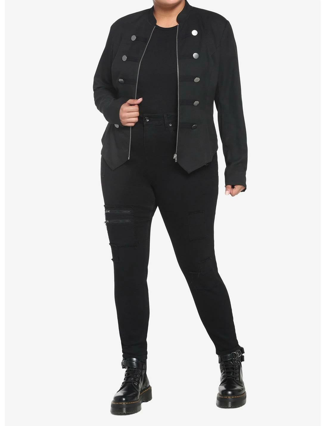 HUNIVERS Black Military Jacket Plus Size - Image 2