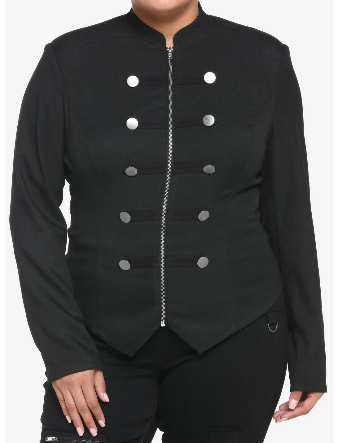 HUNIVERS Black Military Jacket Plus Size