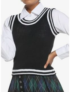 HUNIVERS Black & White Twofer Sweater Vest & Long-Sleeve Button-Up