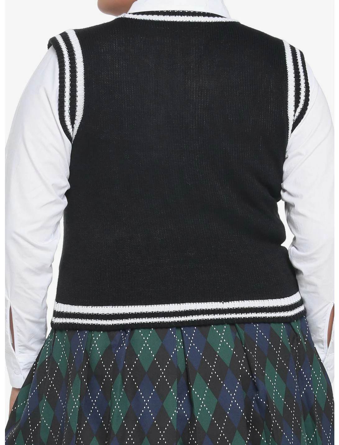 HUNIVERS Black & White Twofer Sweater Vest & Long-Sleeve Button-Up Plus Size - Image 3