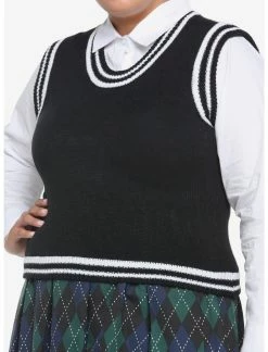 HUNIVERS Black & White Twofer Sweater Vest & Long-Sleeve Button-Up Plus Size