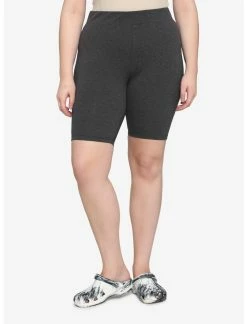 HUNIVERS Charcoal Grey 10 Inch Inseam Bike Shorts Plus Size