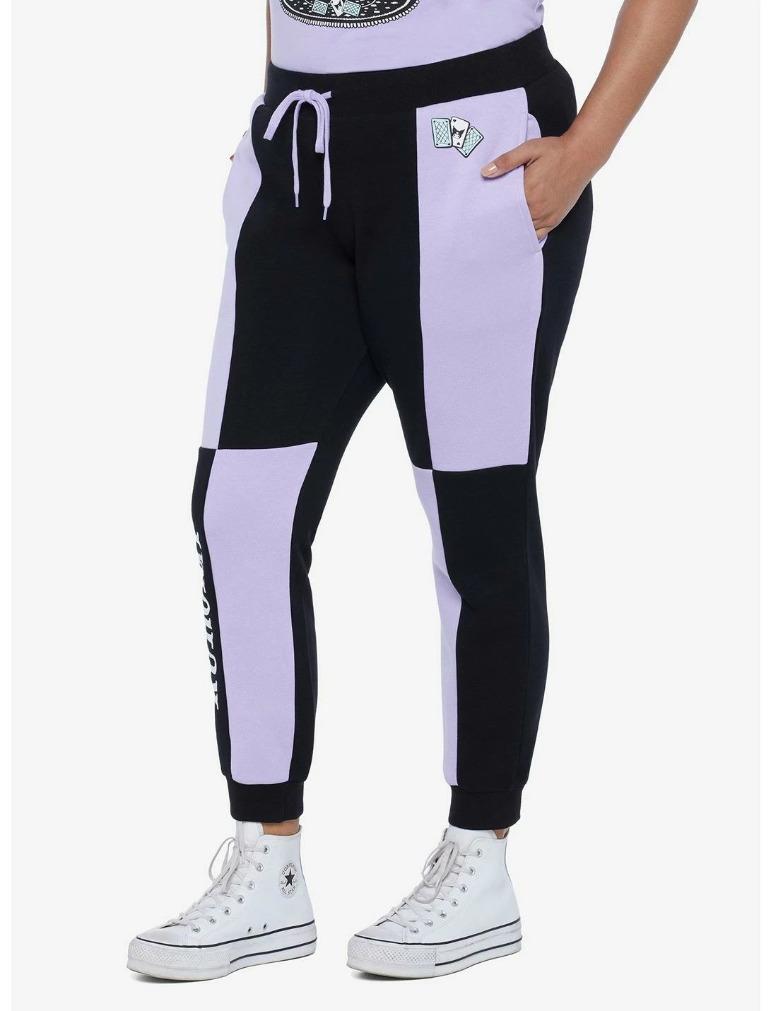 HUNIVERS Kuromi Fortune Teller Color-Block Sweatpants Plus Size - Image 4